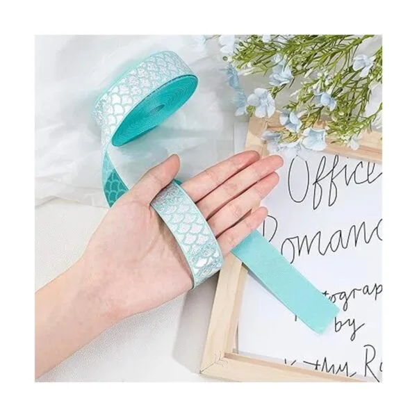 FINGERINSPIRE Cinta de sirena de 10 yardas color azul_3