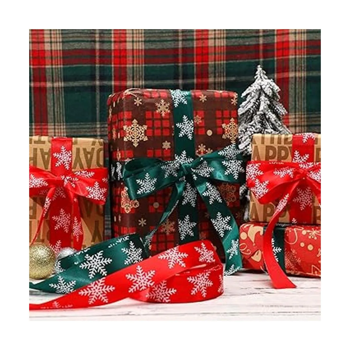 DECYOOL 4 rollos de 100 yardas de cinta de copo de nieve_3