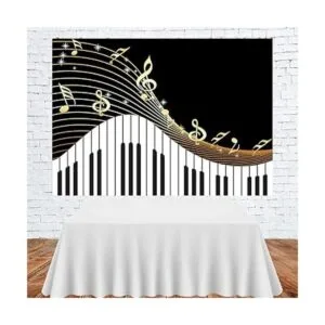 Telón de fondo con tema de piano para fotografía notas_3