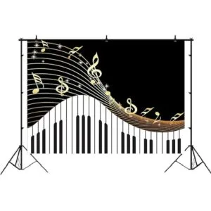 Telón de fondo con tema de piano para fotografía notas_2
