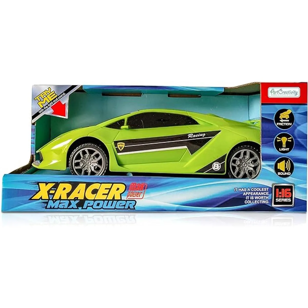 ArtCreativity Green Racer Car con luces y sonidos auto_5