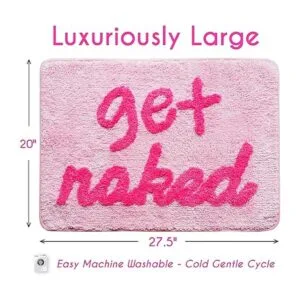 Get Naked Tapete de baño rosa divertido y lindo tapete de_3