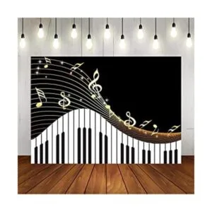 Telón de fondo con tema de piano para fotografía notas_1