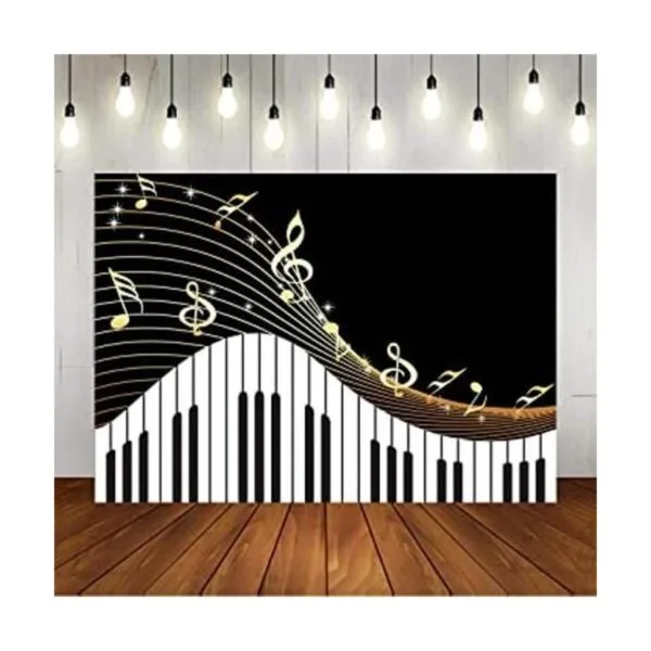 Telón de fondo con tema de piano para fotografía notas_1