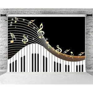 Telón de fondo con tema de piano para fotografía notas_5