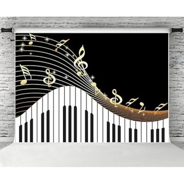 Telón de fondo con tema de piano para fotografía notas_5