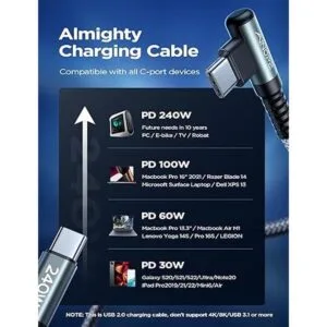 Cable USB C a USB C de 240 W de 6.6 pies2 unidades cable_3