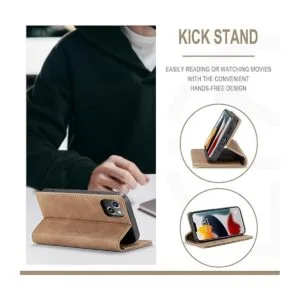 Kowauri Funda de piel con tapa para iPhone 13 Mini diseño_4