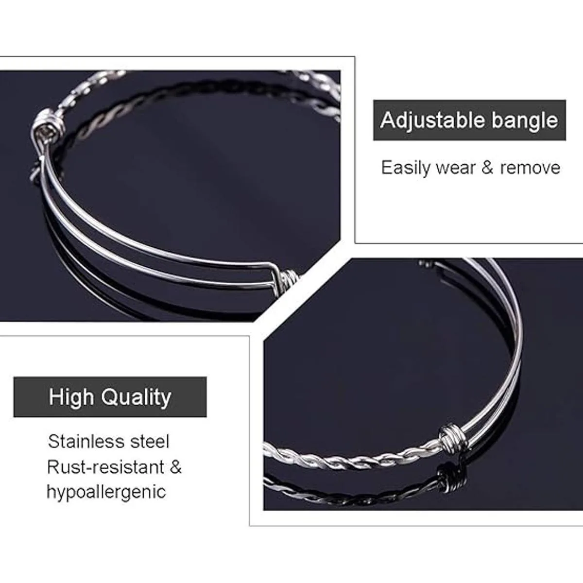 PH PandaHall Pulsera ajustable de acero inoxidable 2.5_4