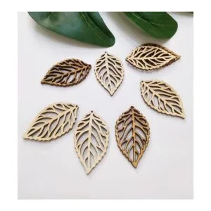 30 pendientes en blanco con corte de hoja de madera_4