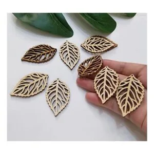 30 pendientes en blanco con corte de hoja de madera_2