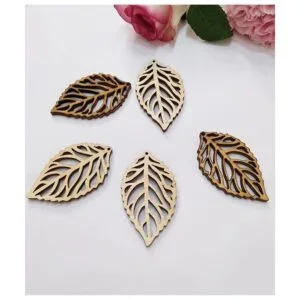 30 pendientes en blanco con corte de hoja de madera_3