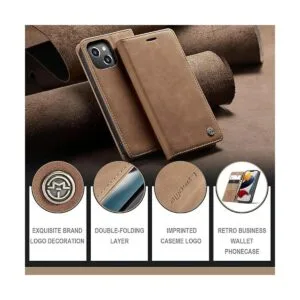 Kowauri Funda de piel con tapa para iPhone 13 Mini diseño_5