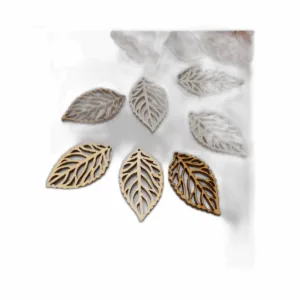 30 pendientes en blanco con corte de hoja de madera_1