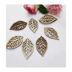 30 pendientes en blanco con corte de hoja de madera_5