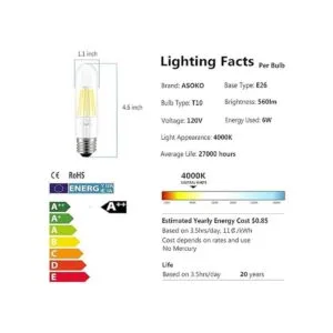 Bombillas E26 T10 de luz blanca de día de 6 W bombilla_3