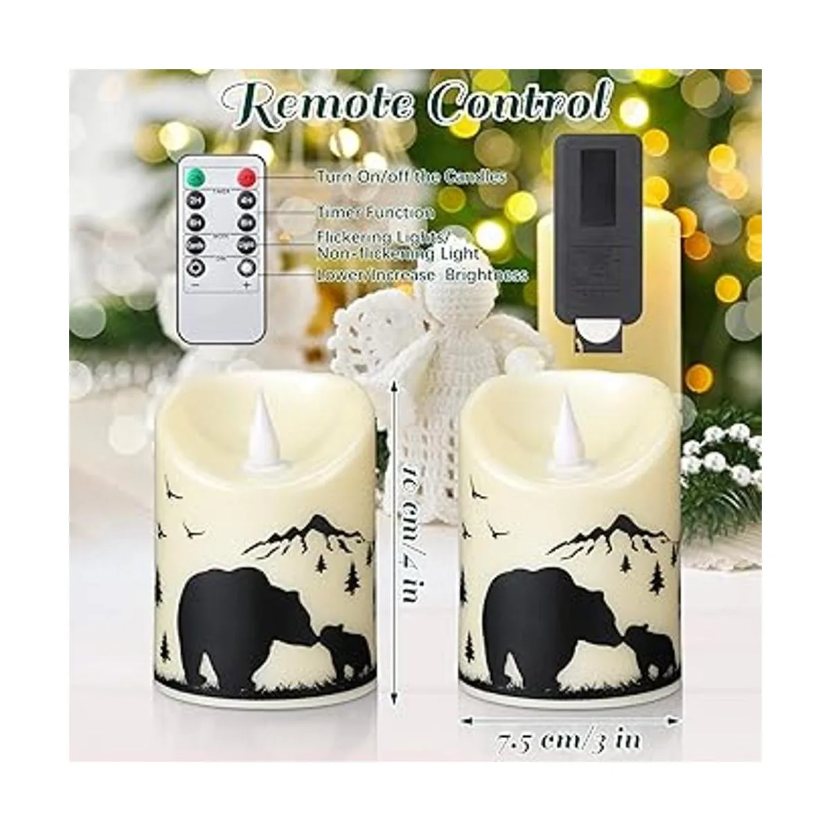 2 velas LED sin llama de Navidad con temporizador de 8_6