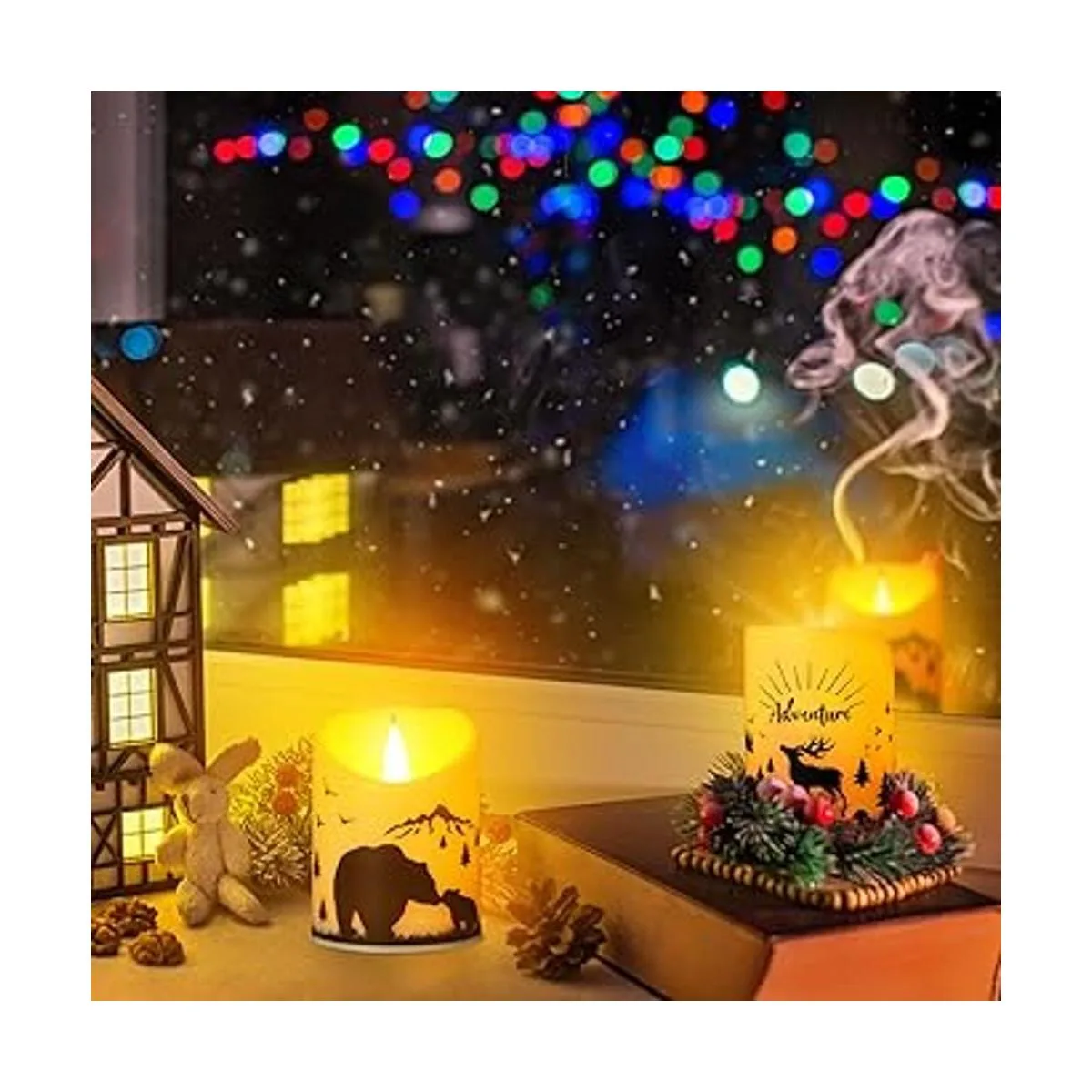 2 velas LED sin llama de Navidad con temporizador de 8_5