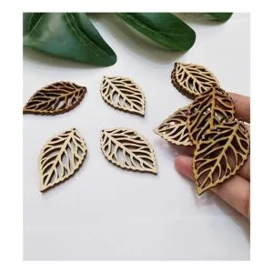 30 pendientes en blanco con corte de hoja de madera_7