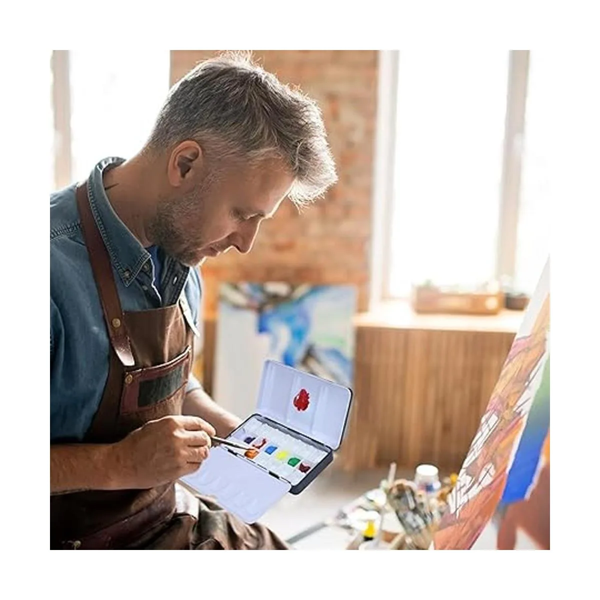 DUGATO Paleta de acuarela vacía con tapa paleta plegable_6