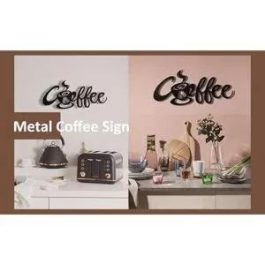 Black Wire Coffee Sign for Wall Metal Coffee Bar Art_2