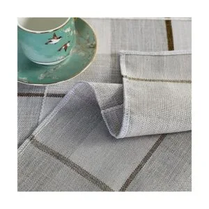 Mantel pequeño cuadrado rústico a cuadros beige y marrón_5