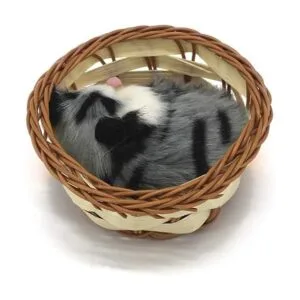 Coolayoung Juguete de muñeca de gato dormido en la cesta_6