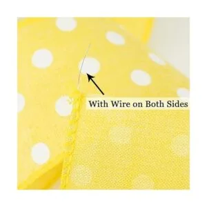HUIHUANG Cinta de arpillera de lunares amarillos con borde_3