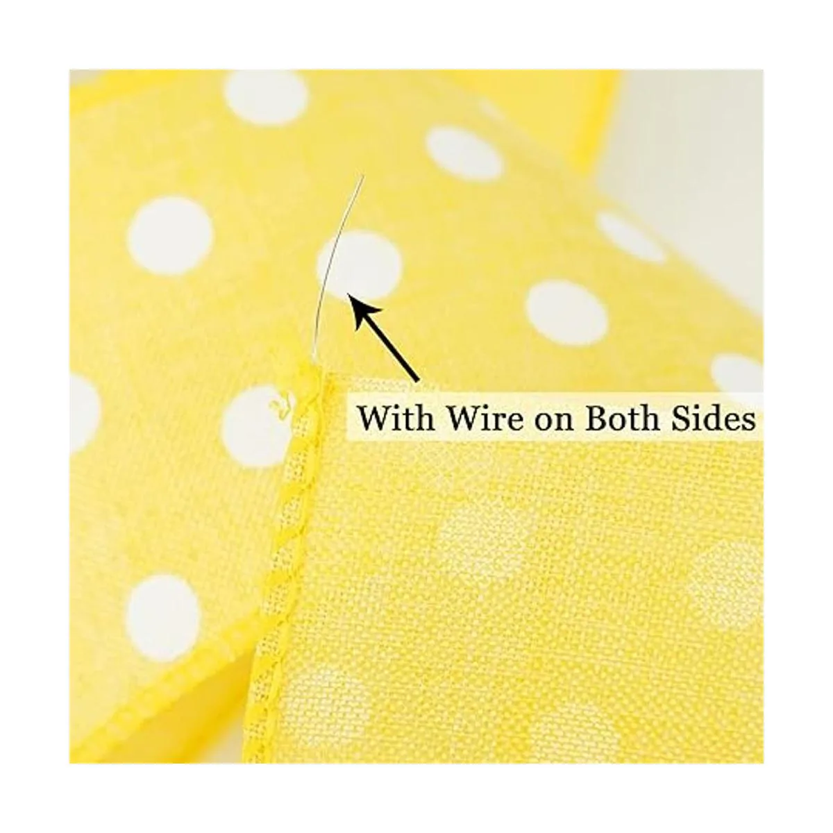 HUIHUANG Cinta de arpillera de lunares amarillos con borde_3
