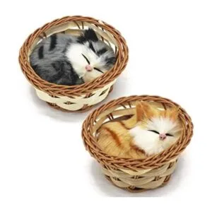 Coolayoung Juguete de muñeca de gato dormido en la cesta_1