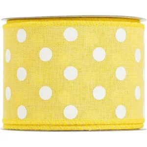 HUIHUANG Cinta de arpillera de lunares amarillos con borde_5