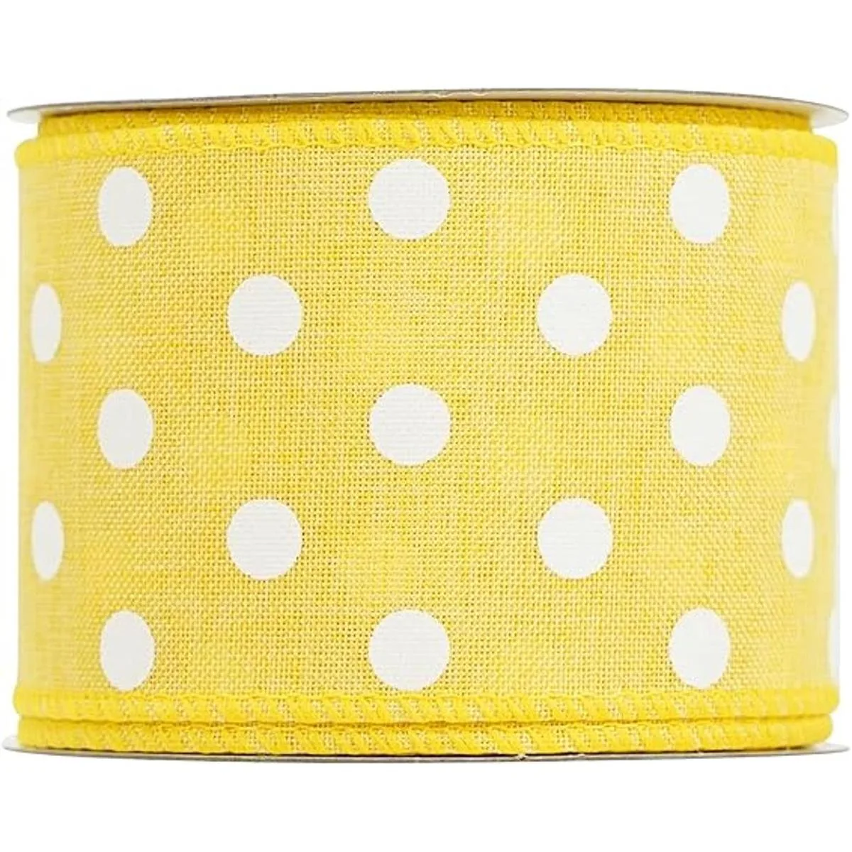 HUIHUANG Cinta de arpillera de lunares amarillos con borde_5