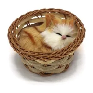 Coolayoung Juguete de muñeca de gato dormido en la cesta_5