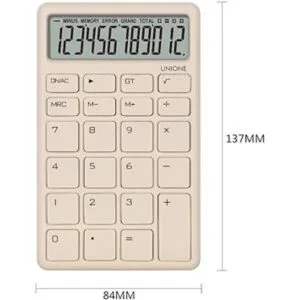 UNIONE Calculadora beige de bolsillo y escritorio con una_3
