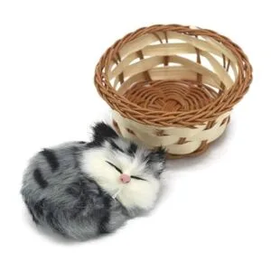 Coolayoung Juguete de muñeca de gato dormido en la cesta_2
