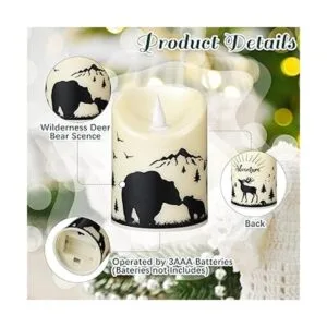 2 velas LED sin llama de Navidad con temporizador de 8_7