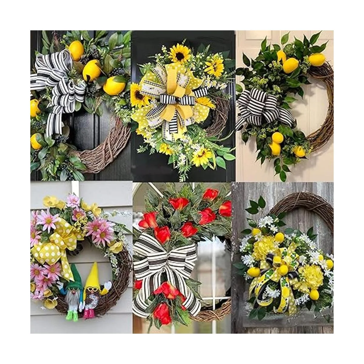 HUIHUANG Cinta de arpillera de lunares amarillos con borde_6