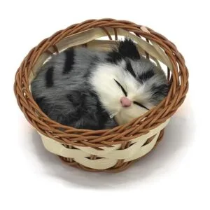 Coolayoung Juguete de muñeca de gato dormido en la cesta_4