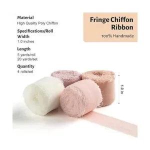 4 rollos de cinta de gasa con flecos hechos a mano 1_2