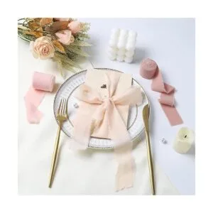 4 rollos de cinta de gasa con flecos hechos a mano 1_4