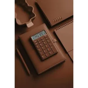 UNIONE Calculadora beige de bolsillo y escritorio con una_7