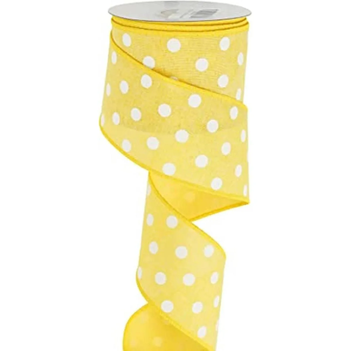 HUIHUANG Cinta de arpillera de lunares amarillos con borde_1