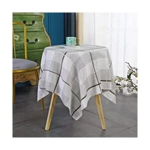 Mantel pequeño cuadrado rústico a cuadros beige y marrón_1