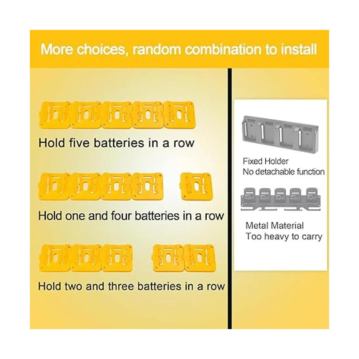 Paquete de 5 soportes de batería para Dewalt de 20 V_5