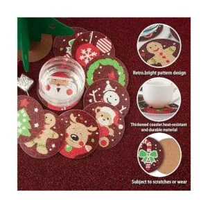 Juego de 9 posavasos de pintura de diamantes de Navidad_2