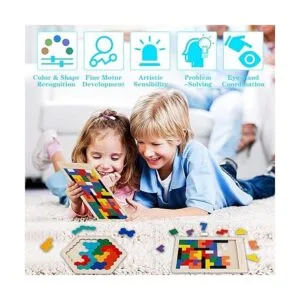 Paquete de 2 rompecabezas hexagonales de madera y_5