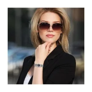 JewelryWe Reloj ultra fino de fácil lectura para mujer con_3