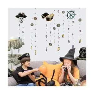 Guirnalda pirata de calavera de 6 cuerdas para decoración_4