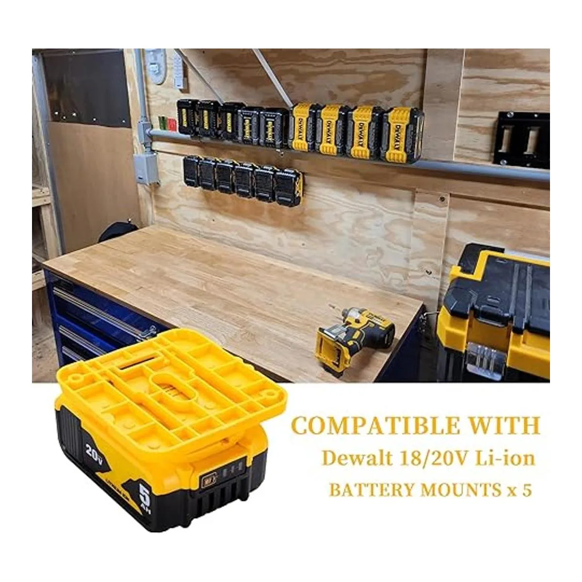 Paquete de 5 soportes de batería para Dewalt de 20 V_3