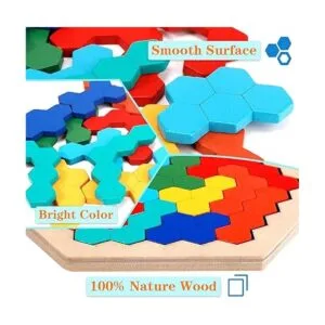 Paquete de 2 rompecabezas hexagonales de madera y_4